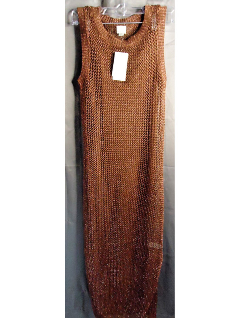 A New Day Open Knit Layered Tank Midi Dress Brown Womens Size XS Sparkly